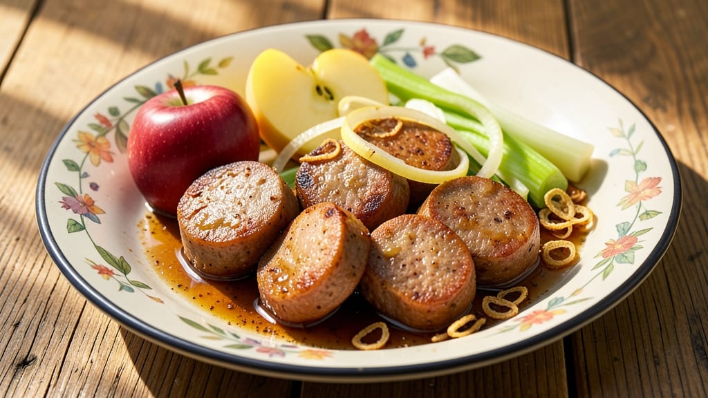 Apple Smoked Sausage Recipe: Smoky Apple-Caramelized Bites With Celery Crunch