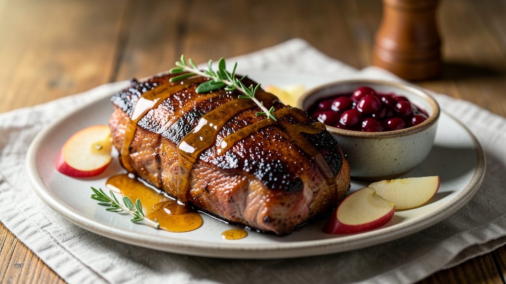 Cranberry Dijon Pork Loin With Apple Cider Glaze Recipe: Sweet-Tart Glaze That Caramelizes Edges