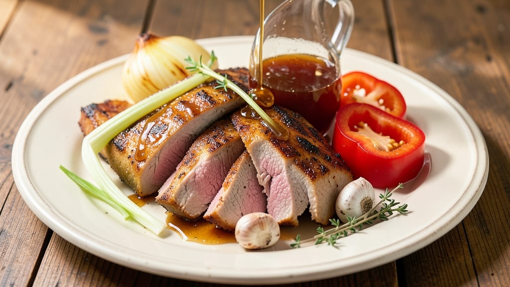 Pork and Apple Juice Recipe: Braised Pork with Celery-Pepper Glaze and Apple Shards