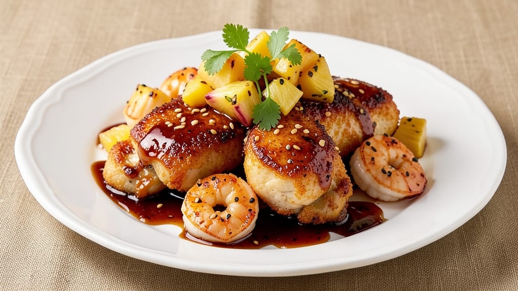 Cheesecake Factory Crispy Pineapple Chicken and Shrimp Recipe: Sweet-Tart Glaze Meets Crunchy Celery-Pepper Bites