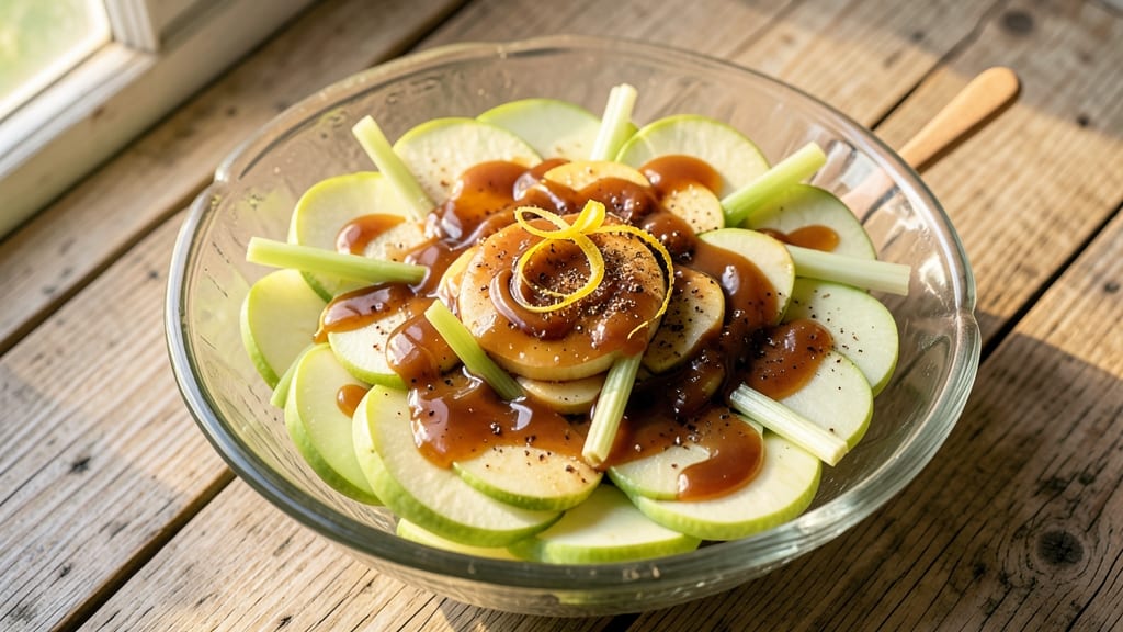 Old Fashioned Caramel Apple Salad Recipe: Crunchy Celery and Spiced Apple Bites
