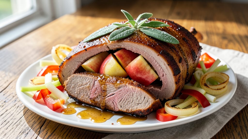 Apple Stuffed Pork Roast Recipe: Sweet Celery-Pepper Crunch Inside