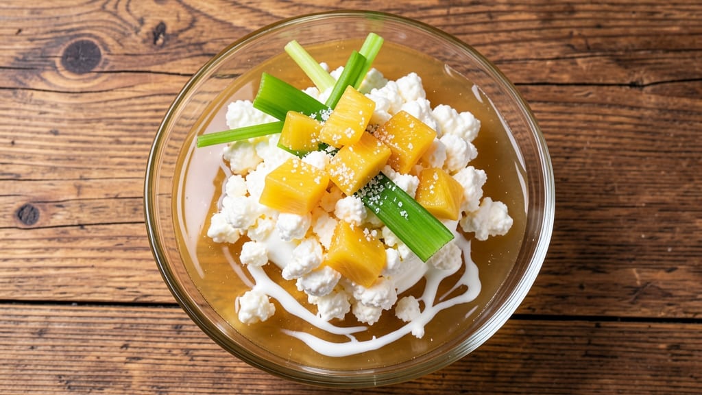 Jello Cottage Cheese Pineapple Salad Recipe: Crunchy Celery and Creamy Layers