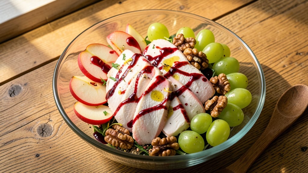 Apple Grape Walnut Chicken Salad Recipe: Crunchy Nut and Apple Harmony in Bowls