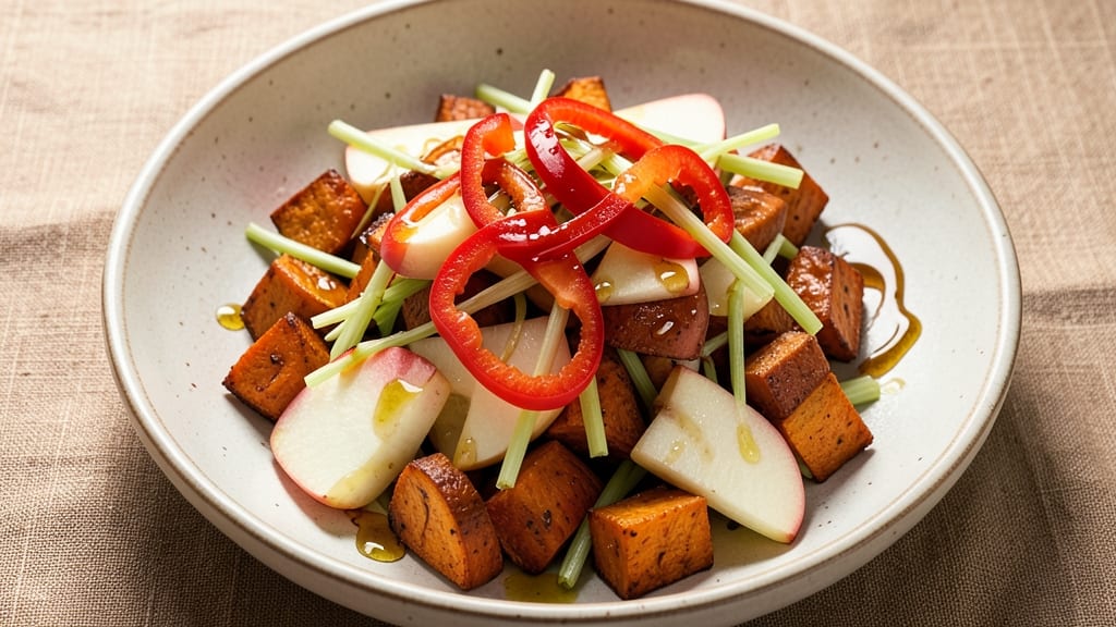 Sweet Potato and Apple Salad Recipe: Warm Spiced Shreds With Celery-Pepper Crunch