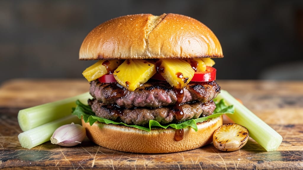 Pineapple Burgers Recipe: Grilled Sweetness With Juicy Celery-Pepper Crunch