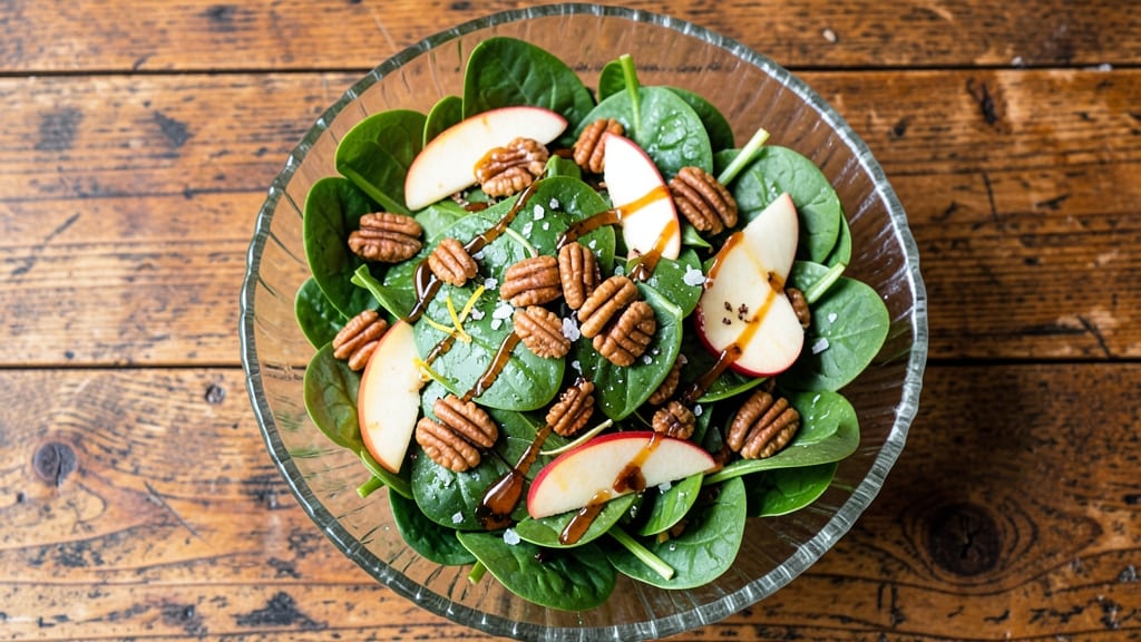 Spinach Apple Pecan Salad Recipe: Crispy Nut and Sweet Apple Harmony
