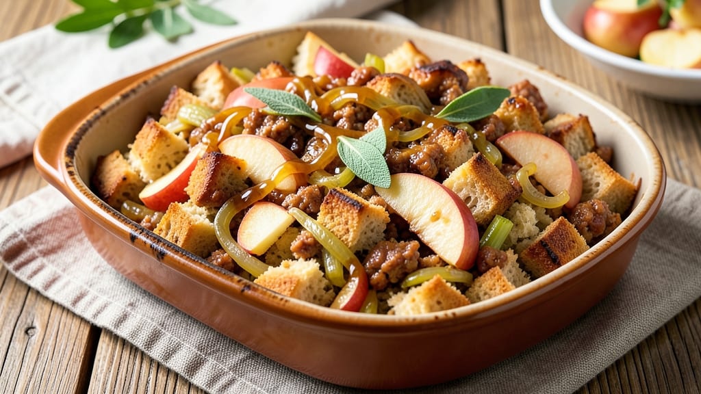 Chicken Apple Sausage Stuffing Recipe: Savory Crunch With Sweet Tart Apple Bites