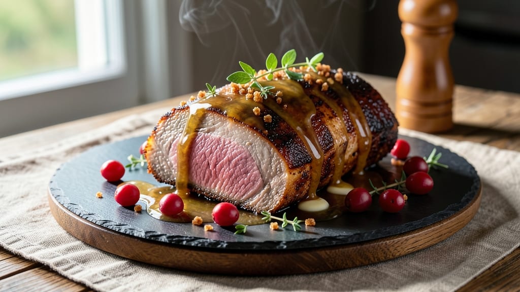 Cranberry Dijon Pork Loin Roast Recipe: Apple Cider Glaze That Caramelizes to Sticky Perfection