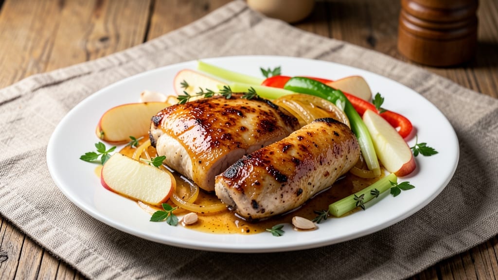 Apple Onion Chicken Recipe: Sweet-Tart Braise With Celery Pepper Crunch Fusion