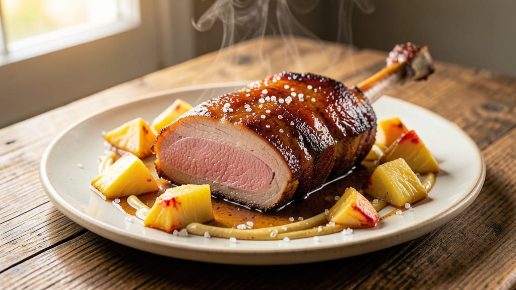 Pork Ham With Pineapple Recipe: Glazed Sweetness and Crunchy Celery-Pepper Bites