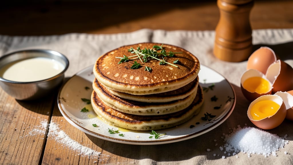 Big Apple Pancakes Recipe: Original House Pancakes Stacked High With Buttery Syrup Soak