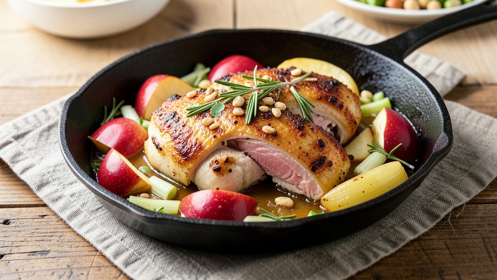 Apple Chicken Skillet Recipe: Sweet-Tart Caramelized Bites With Celery Pepper Crunch