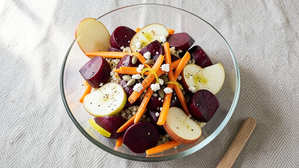 Beetroot, Carrot, and Apple Salad Recipe: Vibrant Tri-Color Crunch With Honey-Lime Dressing