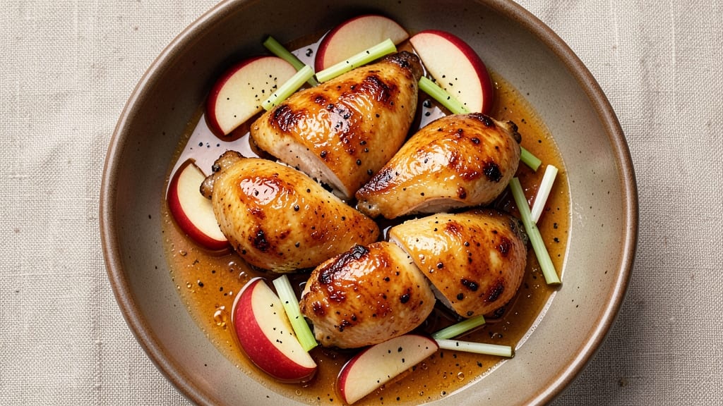 Apple Glazed Chicken Recipe: Sticky-Caramelized Crunch With Celery Pepper Bite