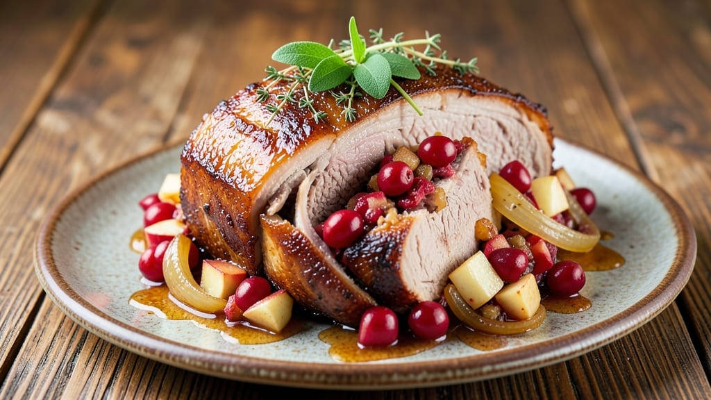 Apple Cranberry Stuffed Pork Roast Recipe: Sweet-Tart Filling That Caramelizes Meat
