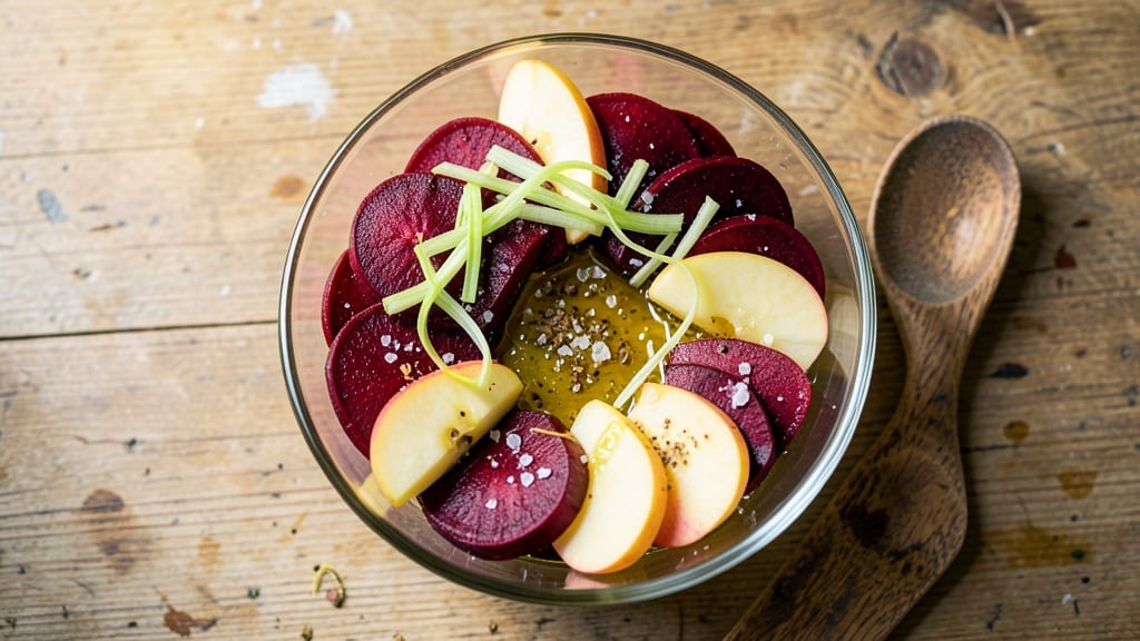 Raw Beet and Apple Salad Recipe: Earthy Sweetness Meets Crisp Celery Bites