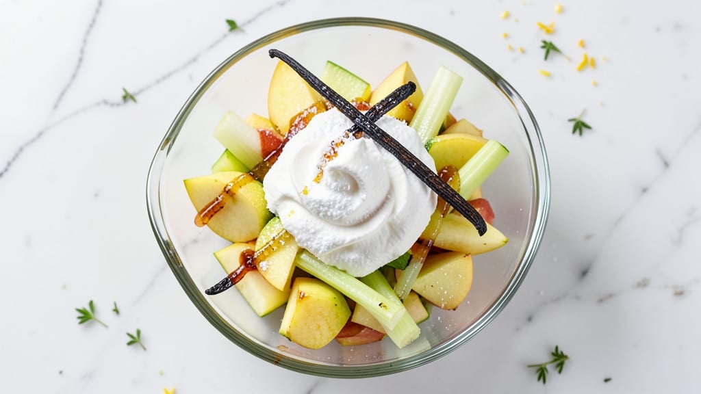 Apple Salad With Whipped Cream Recipe: Crunchy Celery and Sweet Apple Contrast