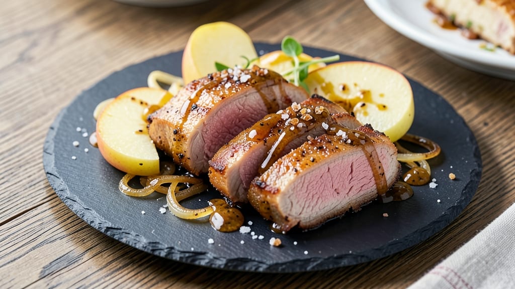 Pork Apple Mustard Recipe: Sweet-Tart Glaze With Celery-Pepper Crispness