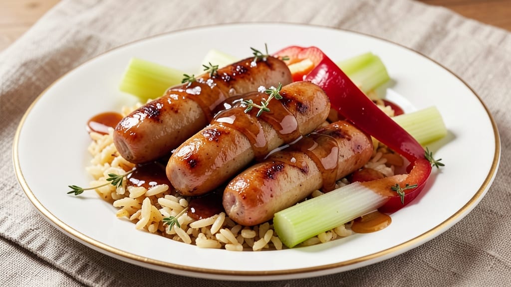 Smoked Apple Chardonnay Chicken Sausage Recipe: Celery-Pepper Crisp and Sweet-Tart Glaze Fusion