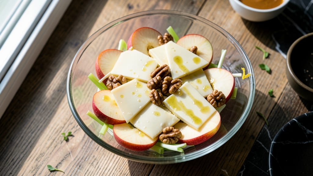 Apple And Cheese Salad Recipe: Crisp Celery And Warm Spiced Apple Bites